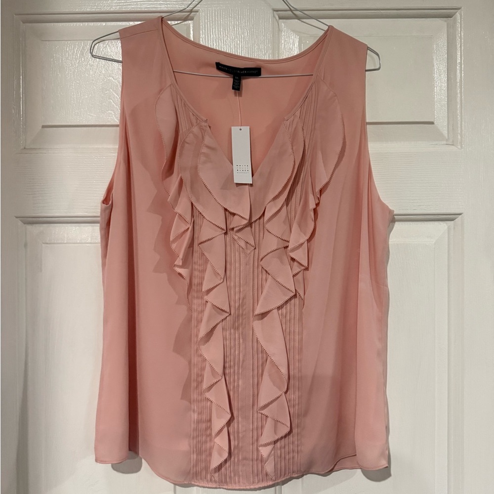 White House Black Market Women's Pink Ruffle Top